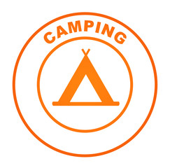 Wall Mural - camping sur bouton web rond orange