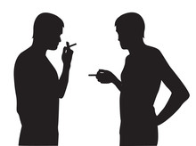 Silhouettes Of Men Smoking