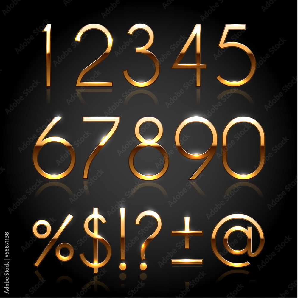 Golden digits and symbols collection - eps10 Stock Vector | Adobe Stock