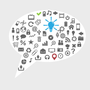 Speech bubble illustration made from web icons
