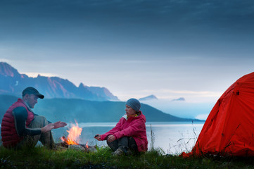 Wall Mural - couple camping