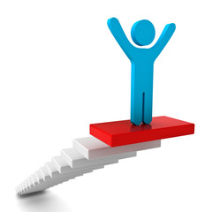 Poster - Business man on the top of steps or stair over white background