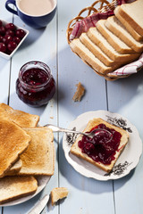 Wall Mural - Breakfast with bread toast