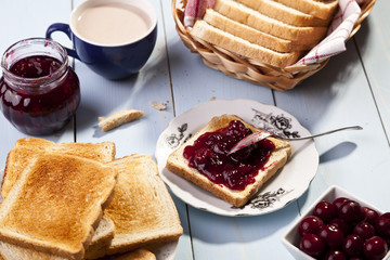 Wall Mural - Breakfast with bread toast