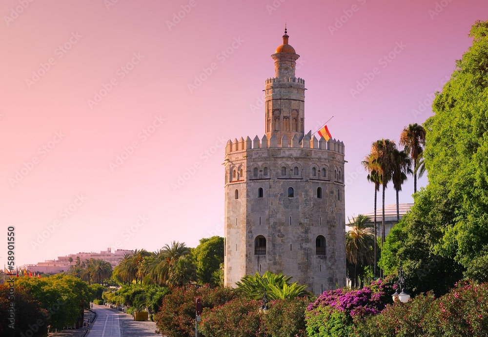 Gold Tower, Seville. - obrazy, fototapety, plakaty 