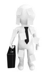 Poster - 3d person businessman with memo papers