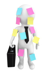 Fototapete - 3d person businessman with memo papers