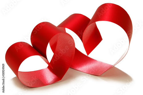 Foto-Leinwand ohne Rahmen - Red heart ribbons (von yellowj)