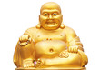 Smiling Golden Buddha Statue isolated on a white background