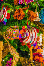 Colorful Christmas Tree Ornaments And Decorations.