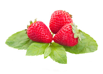 Wall Mural - three red  strawberry