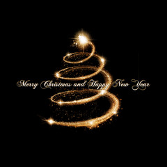 Wall Mural - christmas greeting card in gold and black