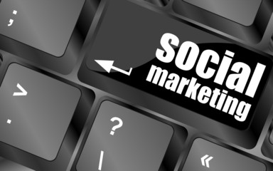 Poster - social marketing or internet marketing concepts, keyboard
