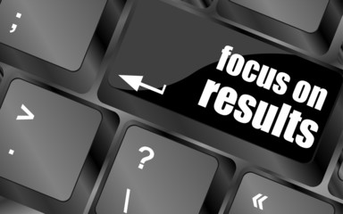 Poster - Modern keyboard focus on results text. Technology concept