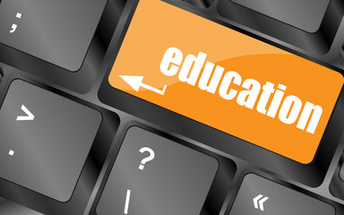 Poster - Computer keyboard with key education, internet learn concept