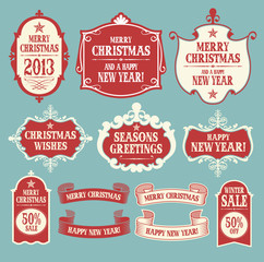 Wall Mural - Christmas labels and ribbons