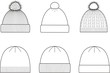 Vector illustration of winter caps. Knitwear