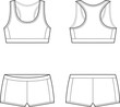 Vector illustration of women's sport underwear. Bra and shorts