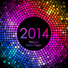 Vector - Happy New Year 2014 - Colorful Disco Lights Background