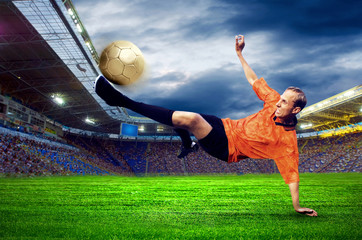 Wall Mural - Football player on field of stadium