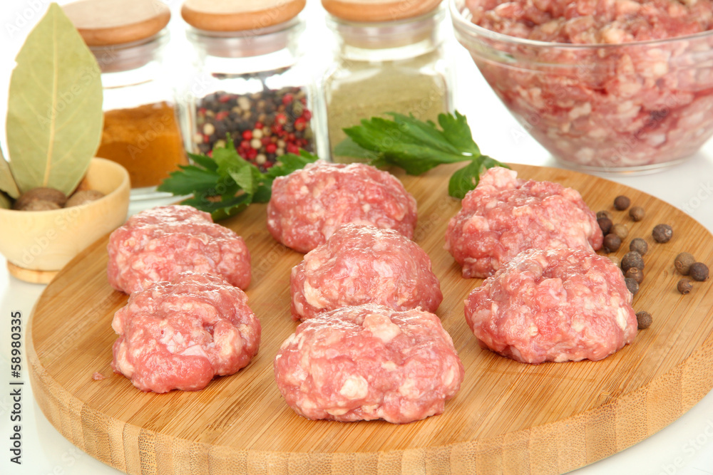 Raw meatballs with spices