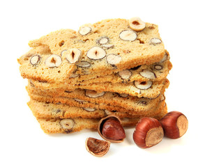 Fototapete - Biscotti with  nuts, isolated on white