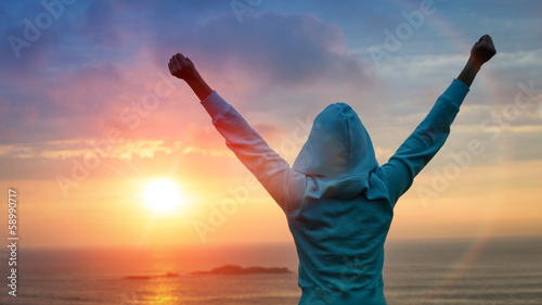 Cuadros en Lienzo Sport success on sunset background
