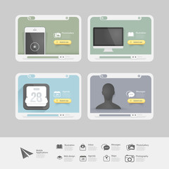 Wall Mural - collection of vitange cards with flat ui elements and icons