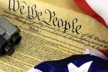 US Constitution With Hand Gun - Right To Keep And Bear Arms