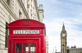 Fototapeta Londyn - Big ben and red phone cabine