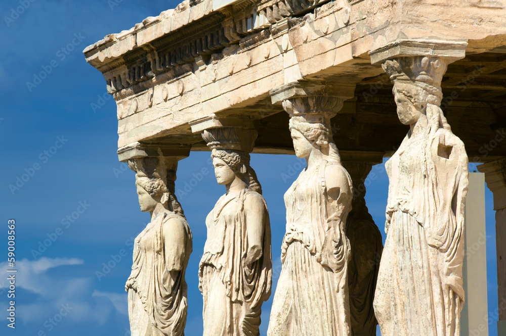 Caryatid sculptures, Acropolis of Athens, Greece - obrazy, fototapety, plakaty 