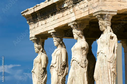 Fotografie, Obraz Caryatid sculptures, Acropolis of Athens, Greece