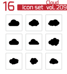 Poster - Vector black cloud icons set