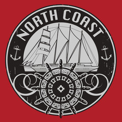  Grunge stamp or label with the words North Coast, vector