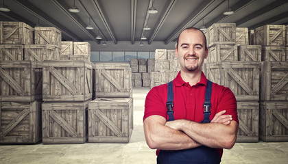 Wall Mural - man in warehouse