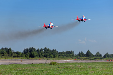 Sticker - Military planes taking off from the airfield