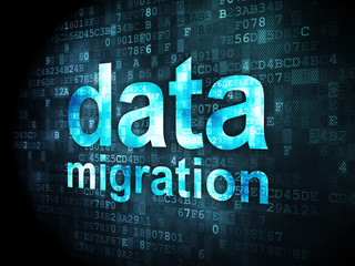 Poster - Information concept: Data Migration on digital background