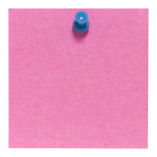 Flat Pink Square Sticky Note, With A Blue Pin