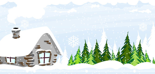 Wall Mural - Snow covered hut