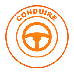 Wall Mural - conduire sur bouton web rond orange