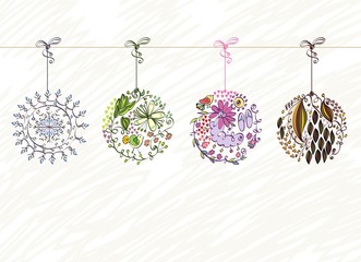 set of floral four seasons illustration .