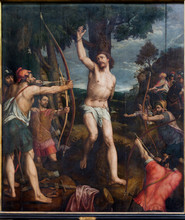Mechelen - Martyrdom Of St. Sebastian Pain In Cathedral