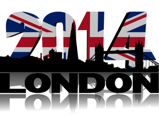 Wall Mural - London skyline with 2014 flag text illustration