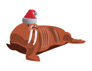 Canvas Print - Christmas walrus