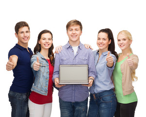 Wall Mural - smiling students with laptop computer