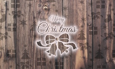 Wall Mural - wooden Christmas label with presents