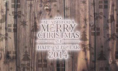 Wall Mural - wooden Merry Christmas symbol with presents