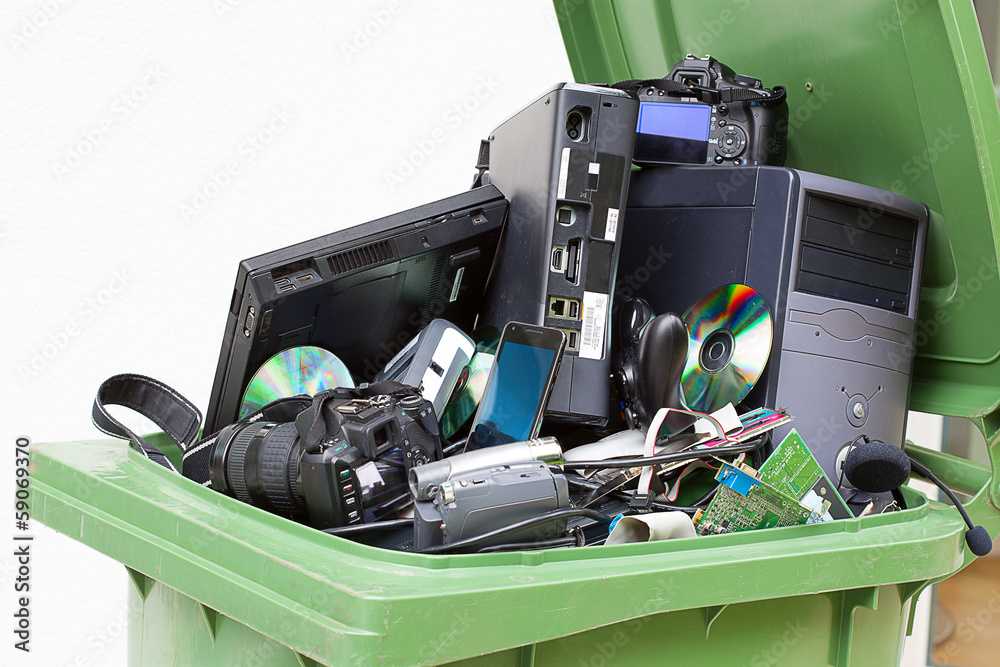 Discarded, used and old computer hardware. Stock Photo | Adobe Stock