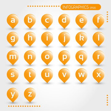 orange bubbles with letters