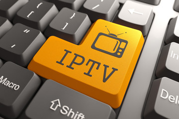Poster - iptv on orange keyboard button.
